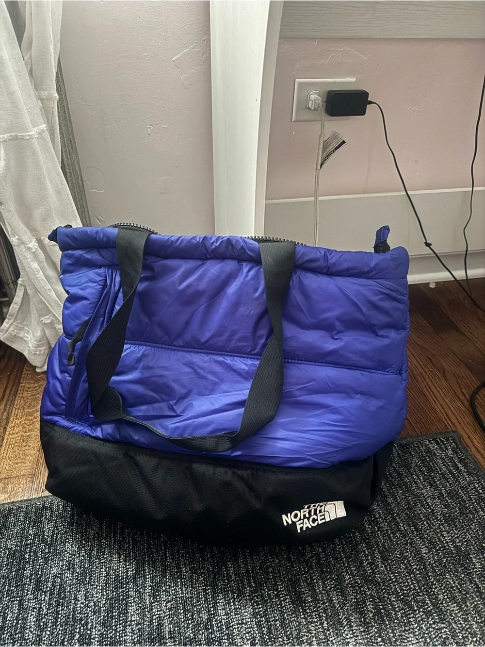 The North Face Blue and Black Quilted Tote